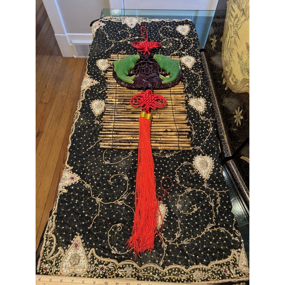Asian Decorative "Good Luck" Wall Hanging - 35" Long By 11" Wide